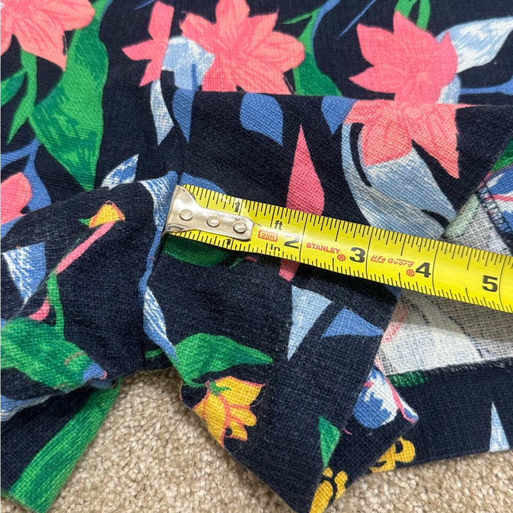 J. Crew Navy Floral High-Rise Women's Shorts Basketweave Size 6 Zip Side Pockets - Picture 7 of 9